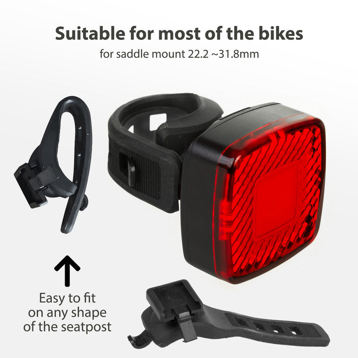 Maclean MCE355 Bike Bakljus Bakljus COB LED-ljus 125 lumen USB uppladdningsbart batteri 3 blinkande lägen IP44 Vattentät