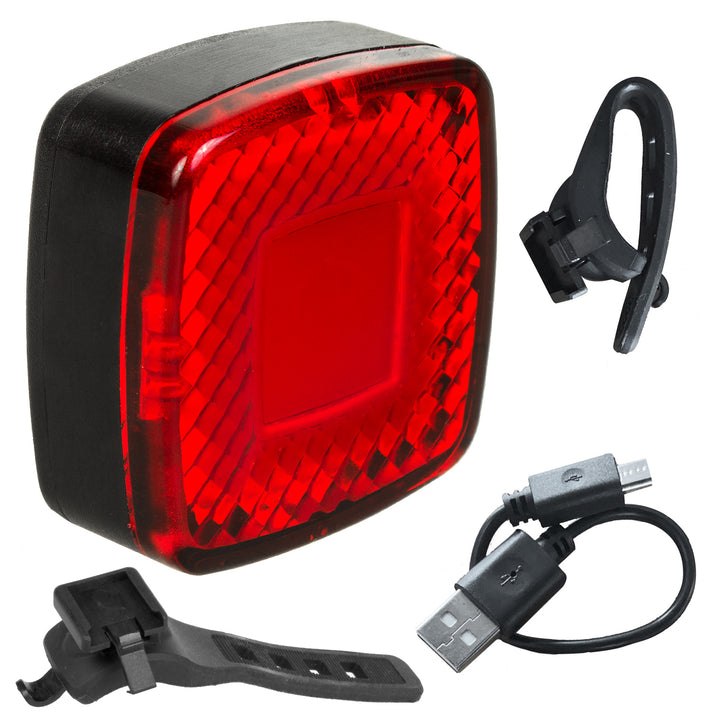 Maclean MCE355 Bike Bakljus Bakljus COB LED-ljus 125 lumen USB uppladdningsbart batteri 3 blinkande lägen IP44 Vattentät