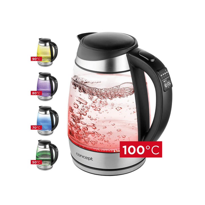 Vattenkokare i glas 1,7 l med temperaturreglering Concept RK4120