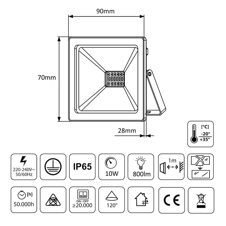 Maclean Energy MCE510 NW LED Lampa Slim 10W 800lm Neutralvitt (4000K) IP65