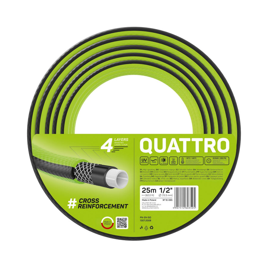 Cellfast Quattro 1/2" trädgårdsslang 25 m 4-lagers korsfläta