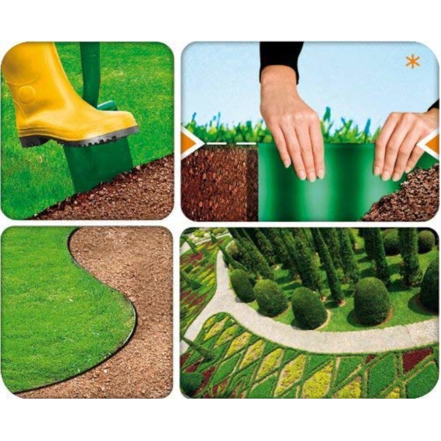Vattentät och flexibel korrugerad trädgårdskant 10cm x 9m Cellfast Green