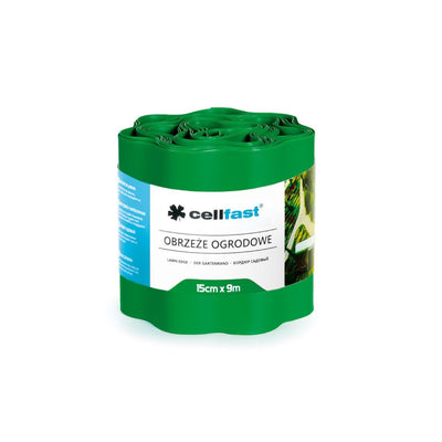 Vattentät och flexibel korrugerad trädgårdsgräns 15cm x 9m Cellfast GRÖN