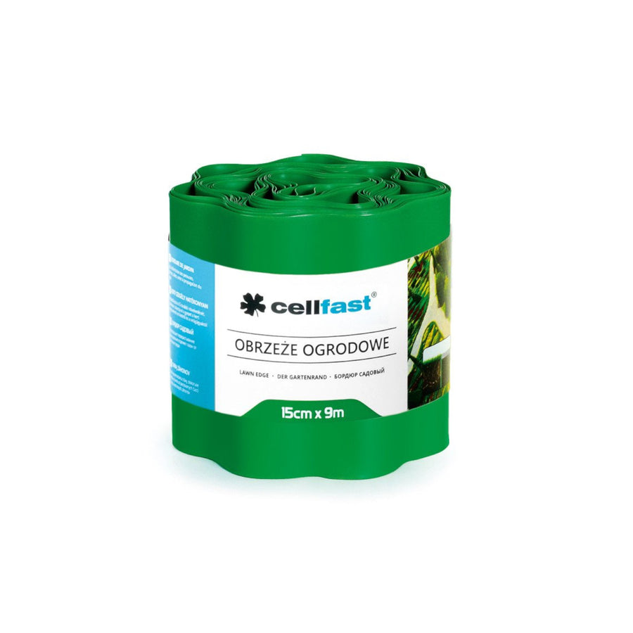 Vattentät och flexibel korrugerad trädgårdsgräns 15cm x 9m Cellfast GRÖN