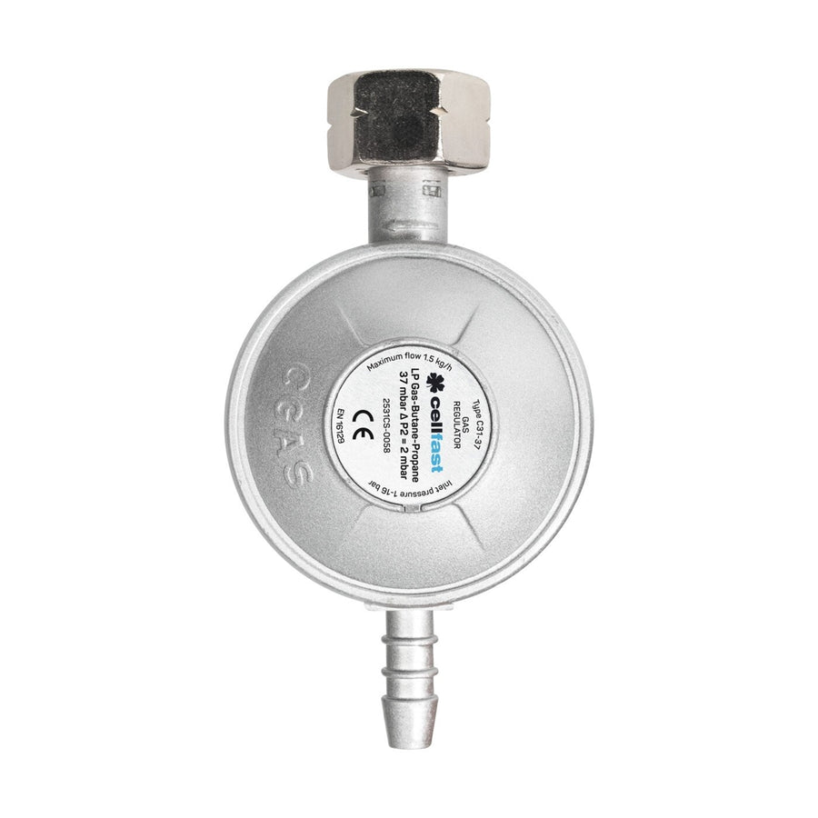 Propan-butangas tryckreducerare, gastrycksregulator, inloppstryck 0,3-16 bar, utloppstryck 37 mbar