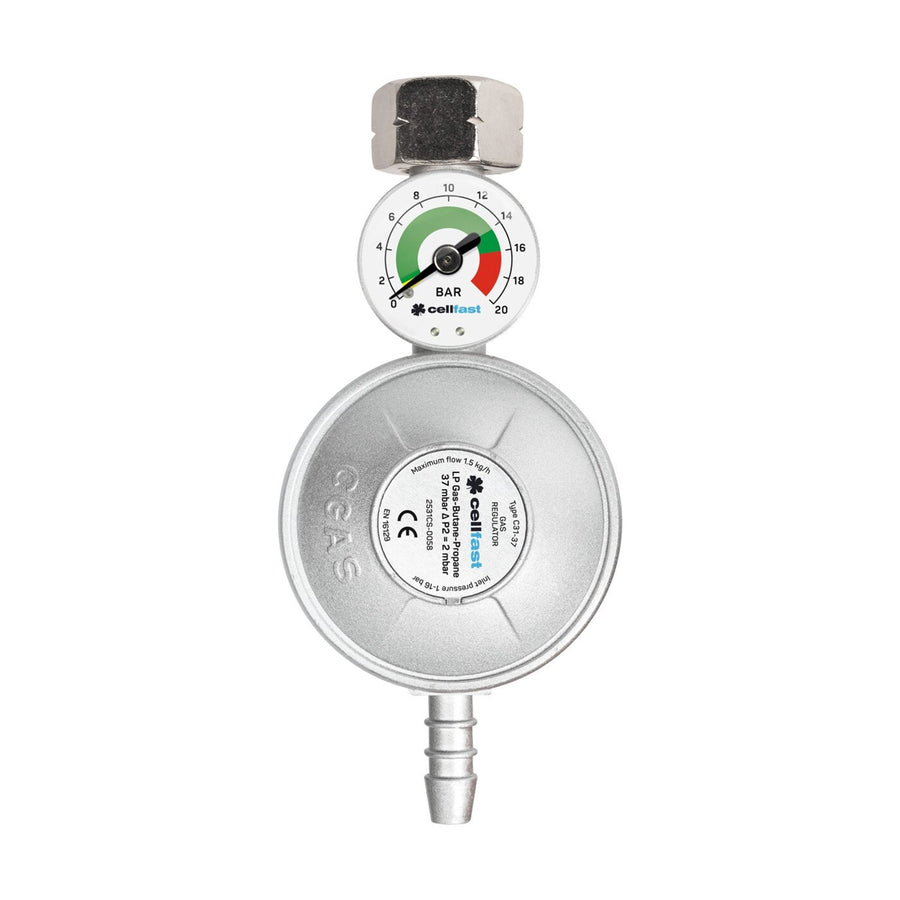 Propan-butangas tryckreducerare med manometer inloppstryck 0,3-16 bar utloppstryck 37 Mbar ...