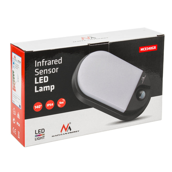 Maclean MCE340 infraröd sensor LED vägglampa Motion Dusk Sensor Light Lighting Energy Saving