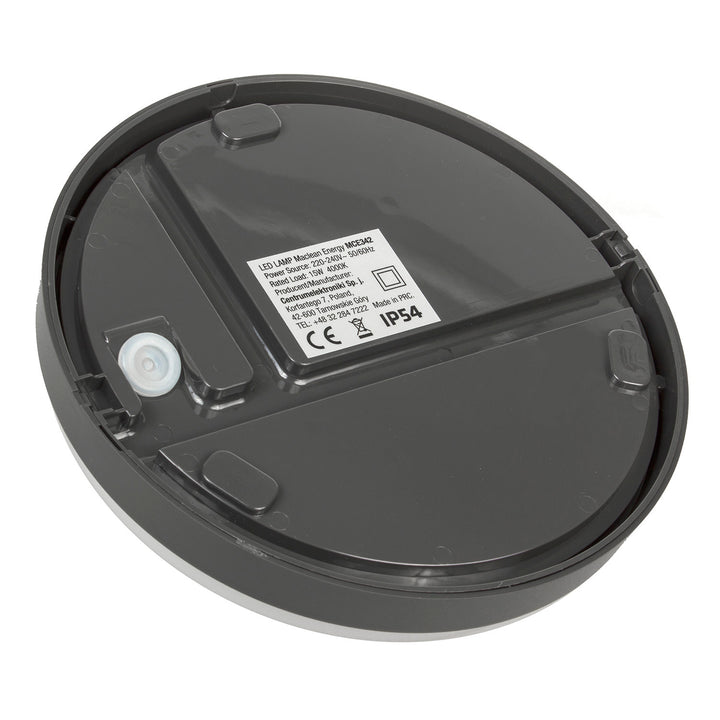Maclean Energy MCE342 GR LED vägg- och taklampa 1100lm 15W IP54 grå, naturvit (4000K)
