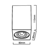 Halogen spotlight GU10 MCE426 W, 80x80x115mm, fyrkantig, aluminium, färg vit