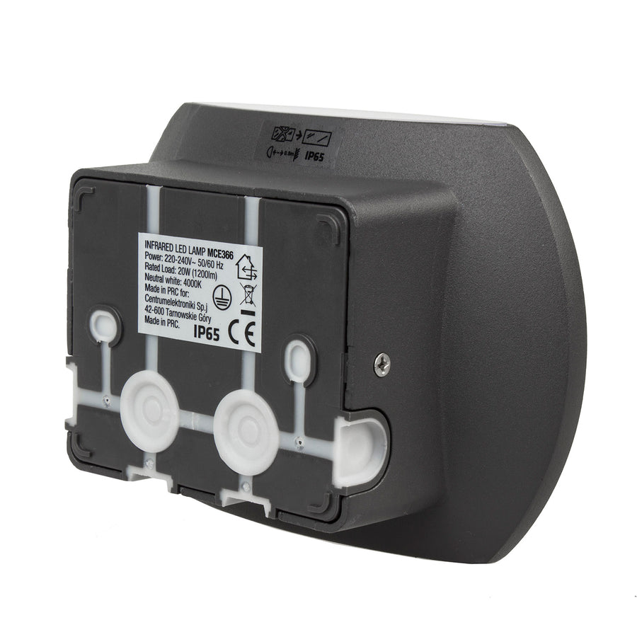 Maclean Energy MCE366 - PC+ALU, 20W (1600lm) neutralvit 4000K IP65 grå LED-vägglampa med PIR-sensor