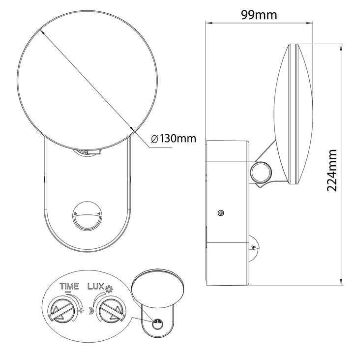 Maclean Energy MCE367 LED-vägglampa med PIR-sensor - PC + ALU, 15W (1100lm) Neutralvit 4000K IP65 grå