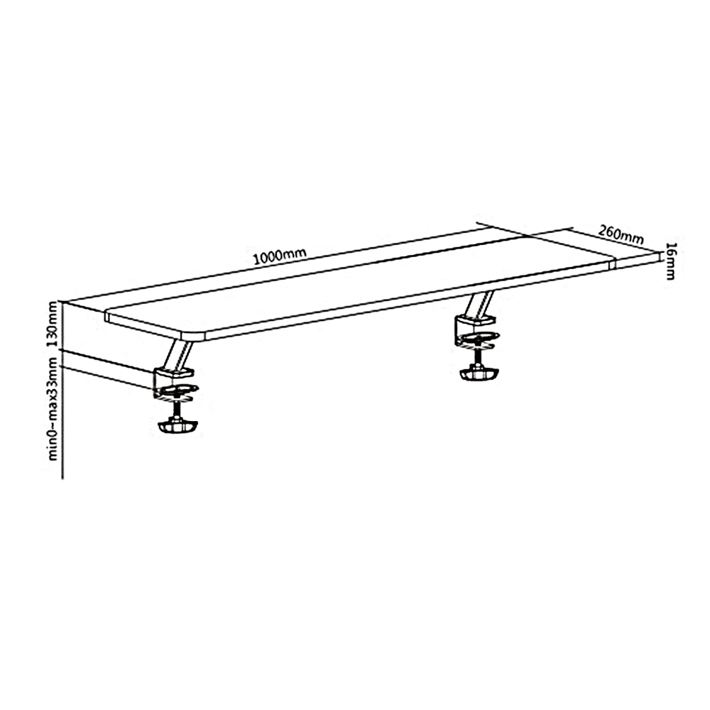 Ergo Office Tabletop Monitor Shelf, skruvbar, 13"~32", max 20kg, ER-409