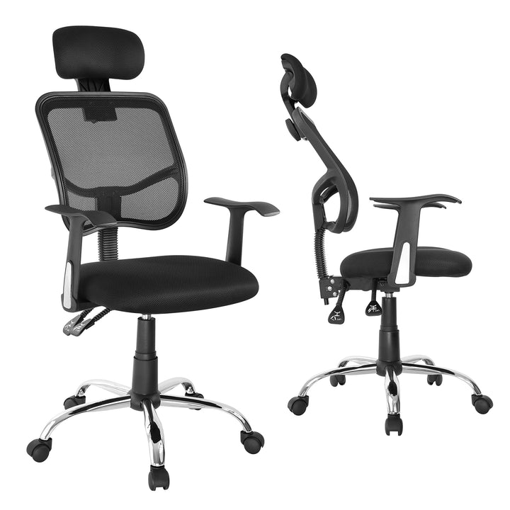 Ergo Office ER-413 Ergonomisk Kontorsstol Med Hjul Snurrstol Höjdjusterbar Justerbar Nackstöd Arbetsstol Maximal Belastning 150 kg