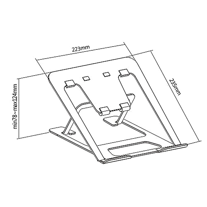 Ergo Office ER-416 Hopfällbart Bärbar Datorstativ I Aluminium För 11-15'' Bärbara Datorer  6 Nivåer Av Höjdjustering Bärbart Halkfritt fäste Ultratunnt (Silver)