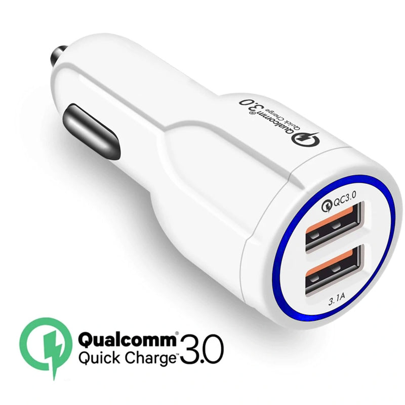 QC 3.0 Maclean Energy MCE478 W billaddare - vit Qualcomm Quick Charge QC 3.0 - 5V / 3A, 9V / 1.8A, 12V / 1.6A och 5V / 3.1A uttag