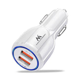 QC 3.0 Maclean Energy MCE478 W billaddare - vit Qualcomm Quick Charge QC 3.0 - 5V / 3A, 9V / 1.8A, 12V / 1.6A och 5V / 3.1A uttag