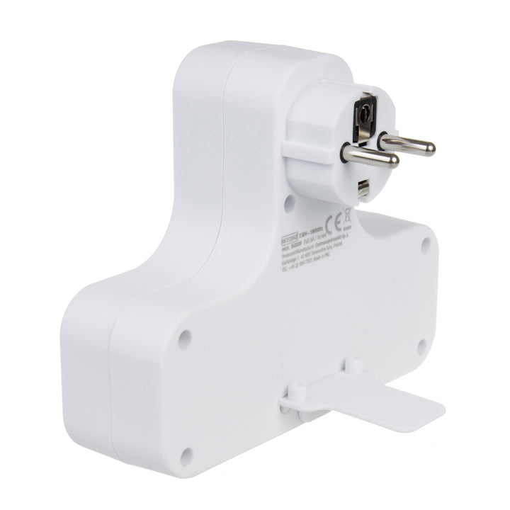 Maclean Power Socket, fyrdubbelt med av/på-knapp, stabiliseringsfot, Schuko typ, 2x2.5A, 2x16A, MCE224