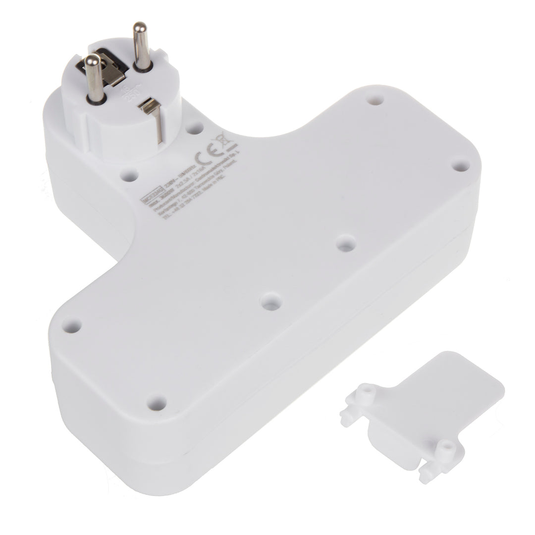 Maclean Power Socket, fyrdubbelt med av/på-knapp, stabiliseringsfot, Schuko typ, 2x2.5A, 2x16A, MCE224