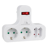 Maclean Power Socket, fyrdubbelt med av/på-knapp, stabiliseringsfot, Schuko typ, 2x2.5A, 2x16A, MCE224