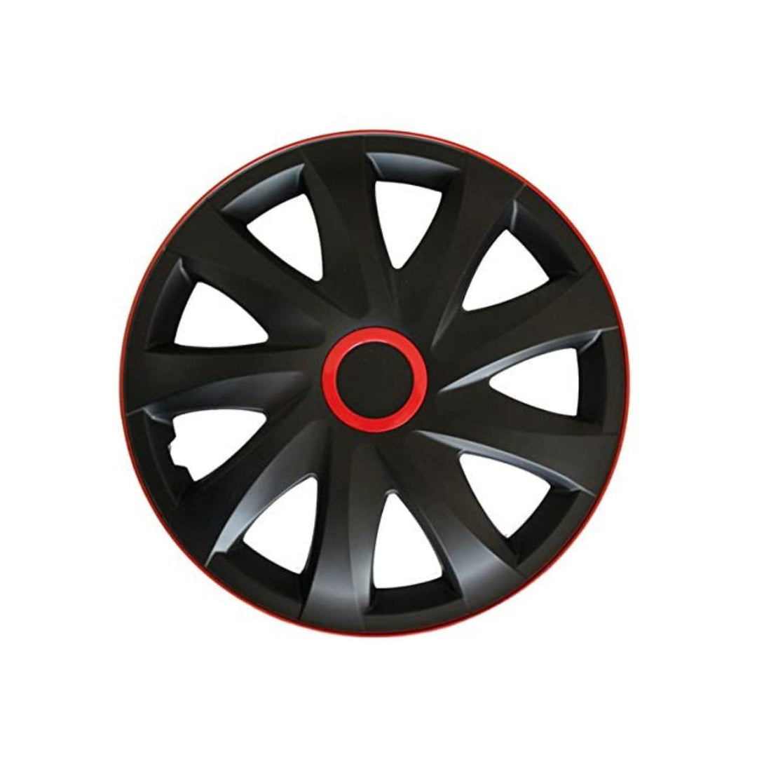 Set 14" Kando RACE navkapslar svart och röd 4 delar