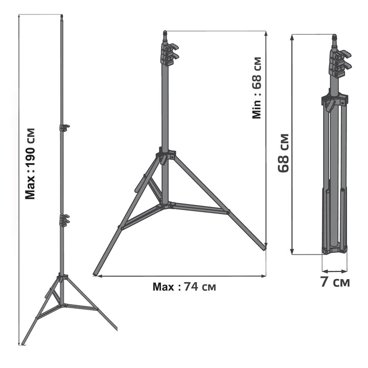 Stativ för 12 "Maclean MC-163 LED-ringlampa, max höjd 190 cm, max belastning 3 kg