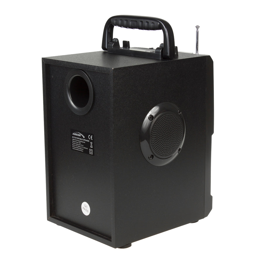 Bärbar Bluetooth-högtalare / radio / SD / MMC / aux-in / USB / belysning / fjärrkontroll / teleskopantenn / mikrofonkontakt