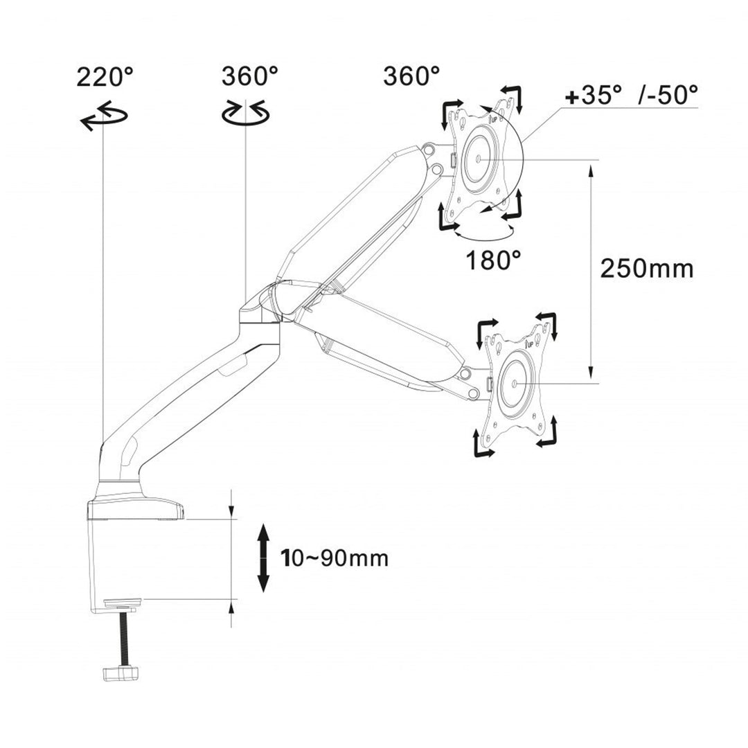 SKRIFTSFÄSTE FÖR LED LCD MONITOR USB 3.0 10-32 "Art L-17GD