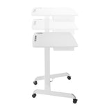 Höjningsjusterbart skrivbord för bärbar dator med hjul och en låda för sittande ställning Höjningsjusterbart upp till max. 113 cm max. 8 kg (Vit)