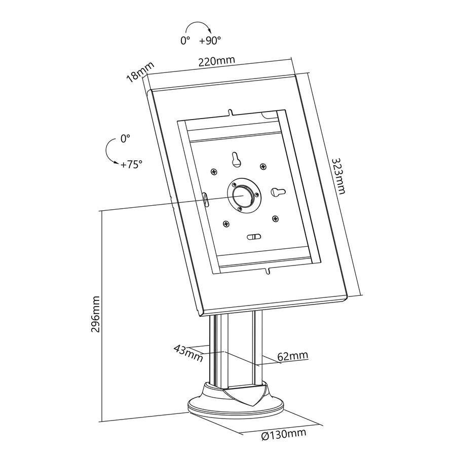 Bordsfäste för surfplatta mot stöld Kompatibelt med 9,7"/10,2", iPad, 10,5", iPad Air/iPad Pro, 10,1", Samsung Galaxy, Tab A (2019) (Vit)