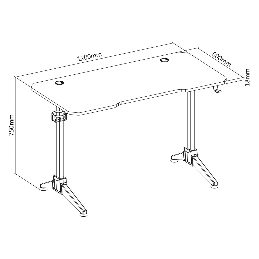 NanoRS RS701 Spelbord Med Justerbar RGB LED-Bakgrundsbelysning Mugghållare Hörlurshållare Spelbord 120x60x75cm Datorbord