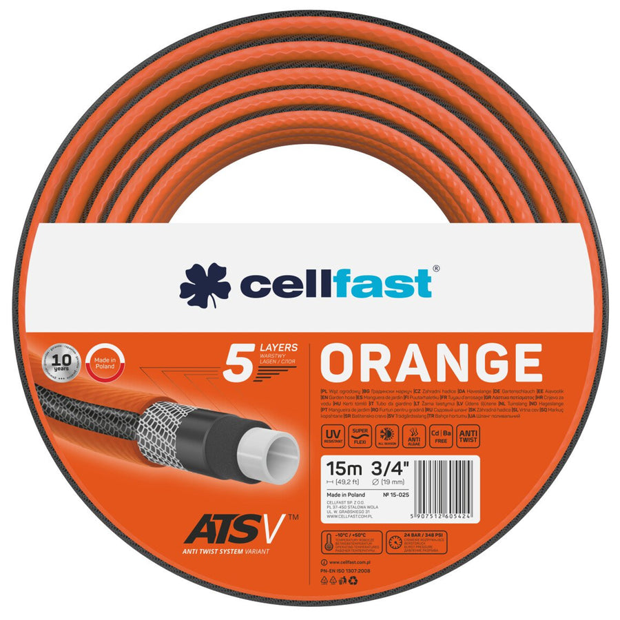 Cellfast Orange ATSV 3/4" 15m 5-skikts trädgårdsslang