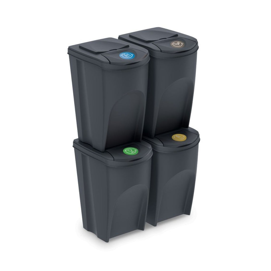 Sats med segregeringskorgar Prosperplast Sortibox 4x35L antracit