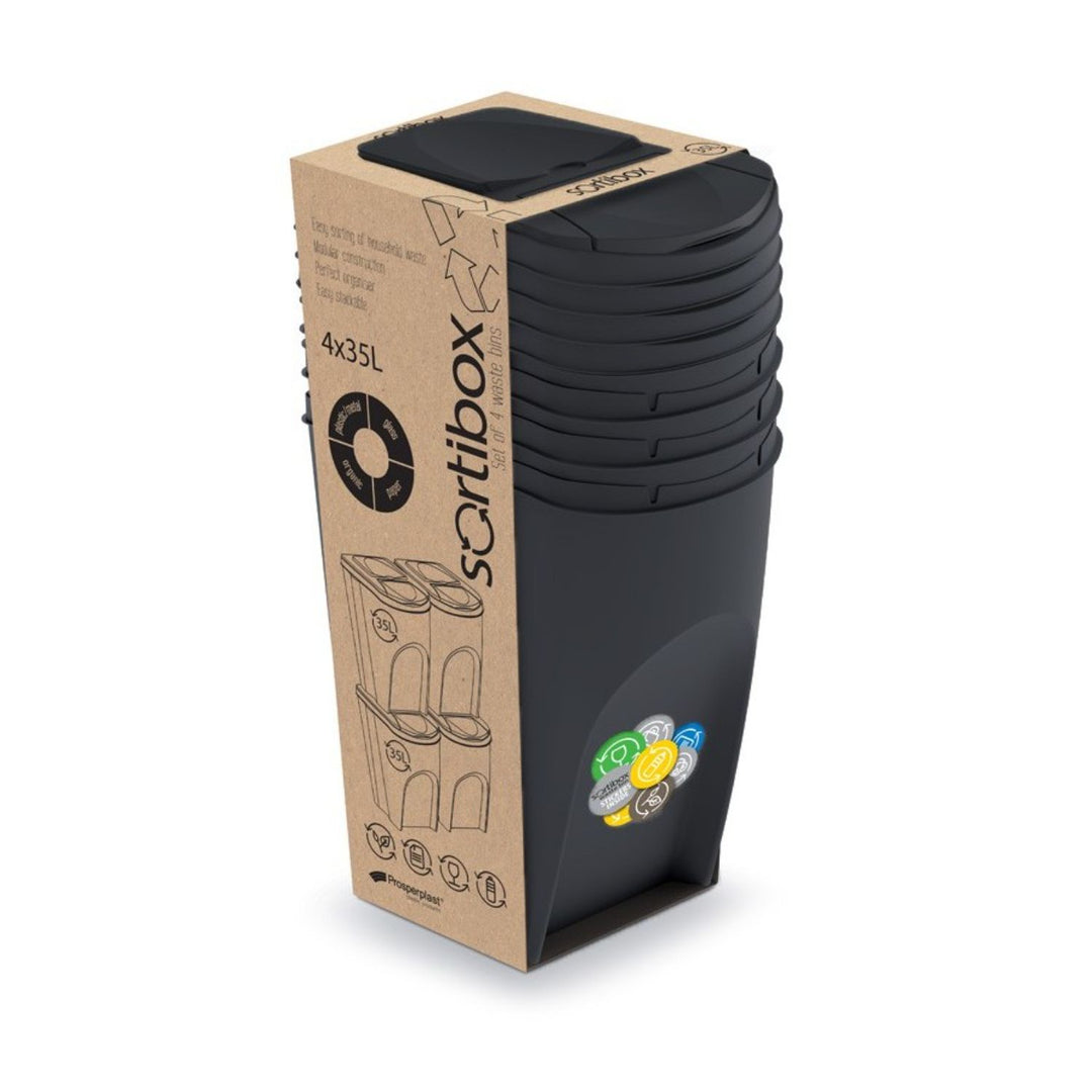 Sats med segregeringskorgar Prosperplast Sortibox 4x35L antracit