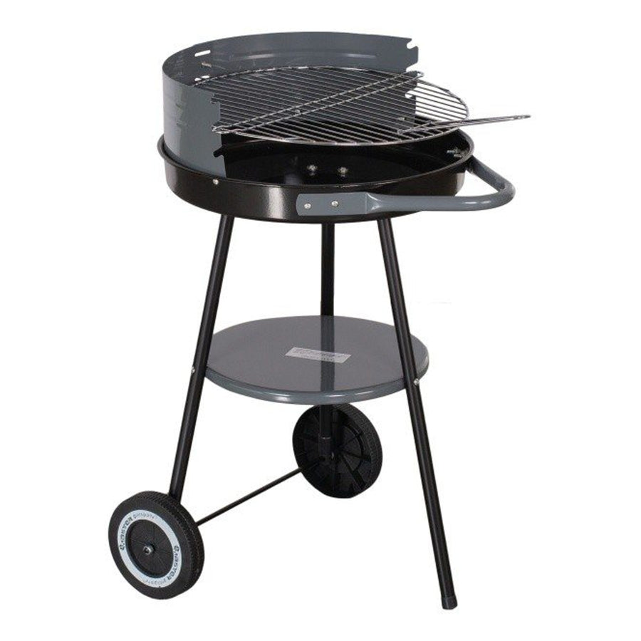 Master Grill MG912 Rund Grill På Hjul Kolgrill Stående Trädgårdsgrill Med Lägre Hylla Ø40 cm