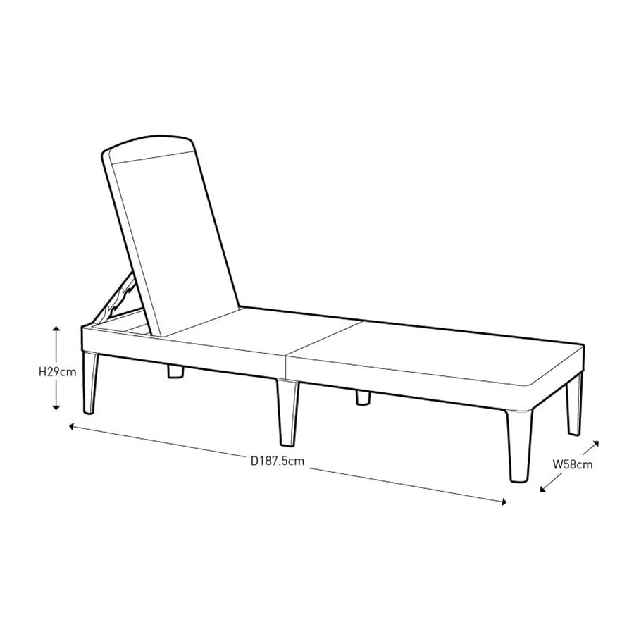 Jaipur Sun Lounger Justerbar Trädgårdstol - Antracit