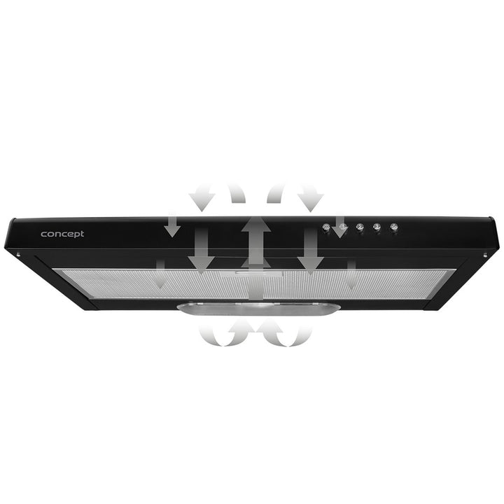 Huva under skåp 60cm Concept OPP2060bc svart med fettfilter