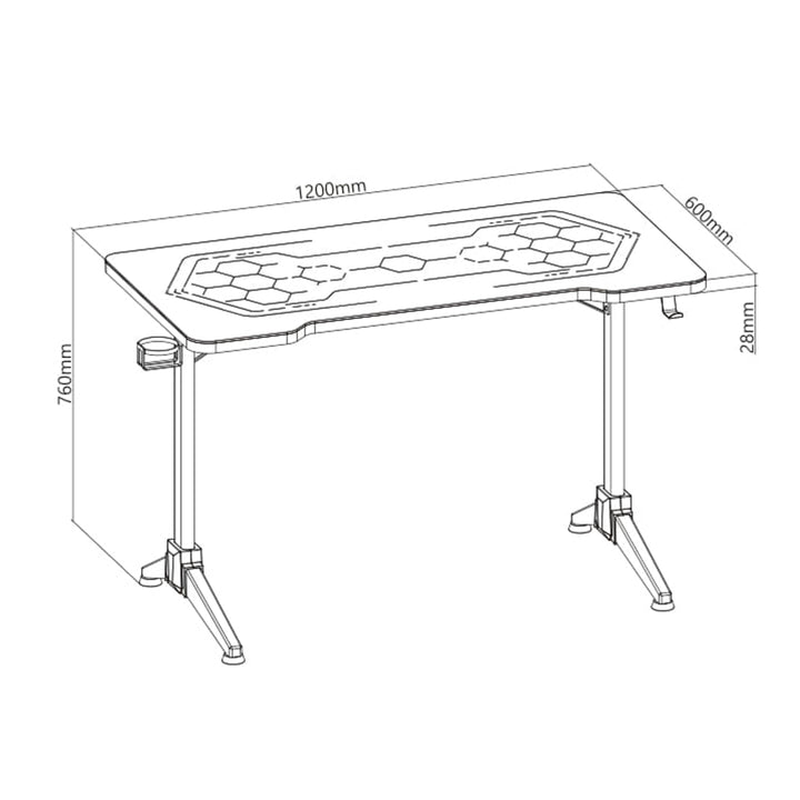 NanoRS RS163 RGB Led Spelbord Skrivbord För Datorspel Svart Stort Max 100 kg Höjd 760 mm