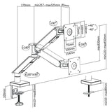 NanoRS RS162 Spelmonitorfäste Fäste För Spelmonitor 17-35" Bordsfäste Med Dubbla Armar Höjdjusterbart Svängbart Tiltbart Max. 8kg VESA 75x75 / 100x100