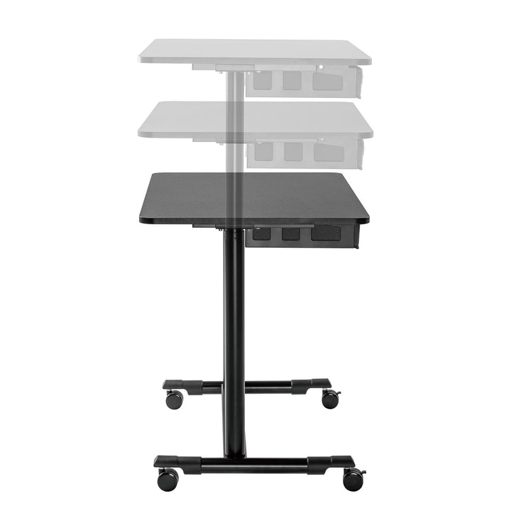 Maclean MC-925 Skrivbord För Sittande Och Stående Arbete Pneumatiskt Höj- och Sänkbart Kontorsbord Med Låda Och Hjul Ergonomiskt Skrivbord 91,5x56cm