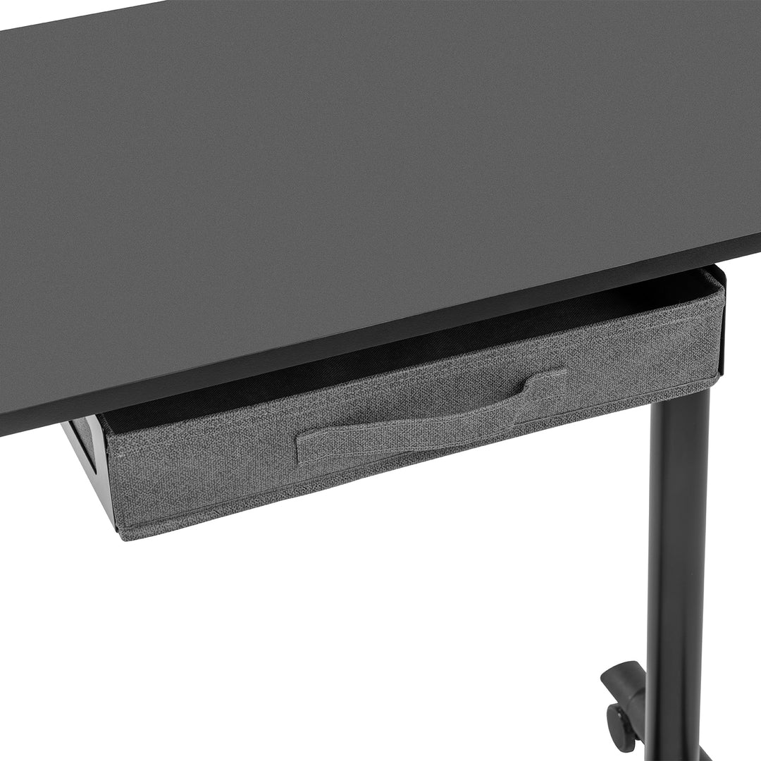 Maclean MC-925 Skrivbord För Sittande Och Stående Arbete Pneumatiskt Höj- och Sänkbart Kontorsbord Med Låda Och Hjul Ergonomiskt Skrivbord 91,5x56cm