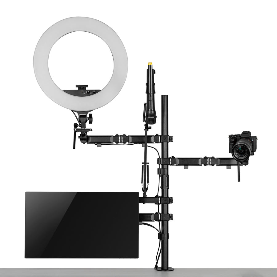 NanoRS RS164 All-in-One Studio Professional Skrivbordsfäste För 17-32" Monitor + Mikrofon + Kamera Och Strålkastare Fäste För Studio TripodVESA 75x75 100x100