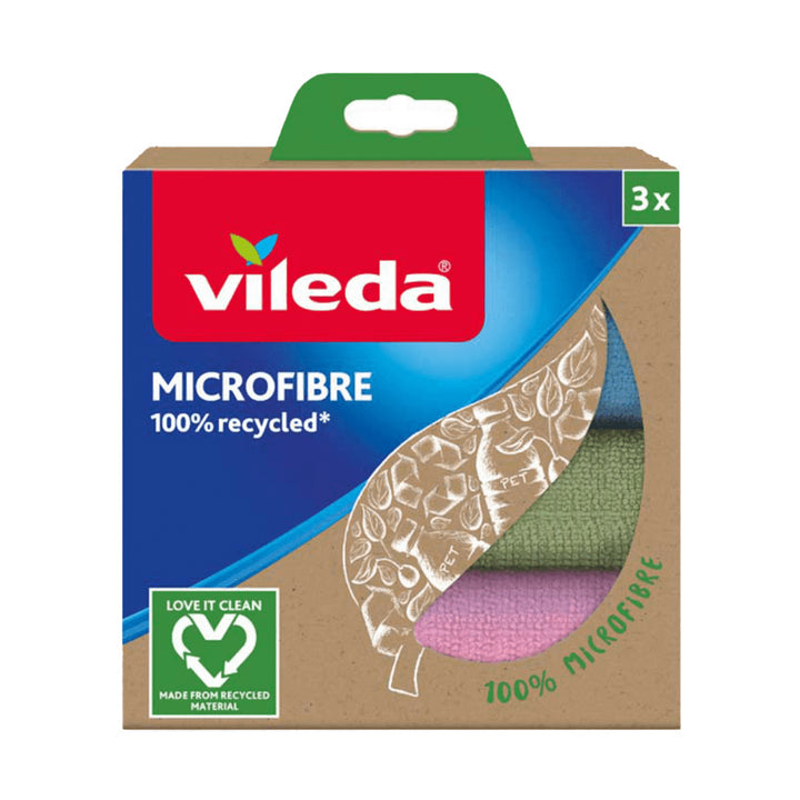 Set med 3 Vileda Microfiber 100% återvunna trasor