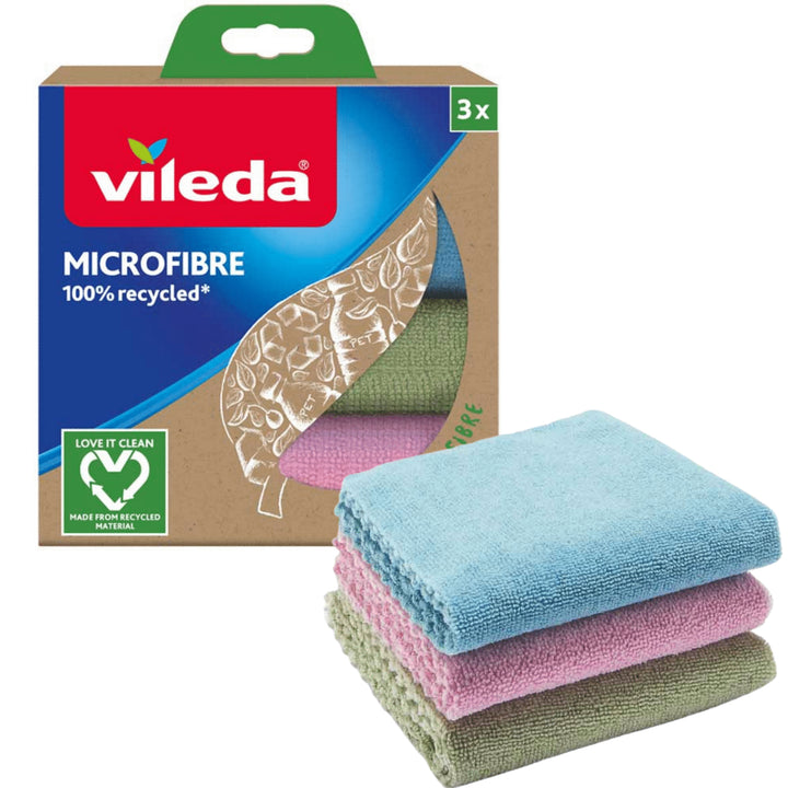 Set med 3 Vileda Microfiber 100% återvunna trasor