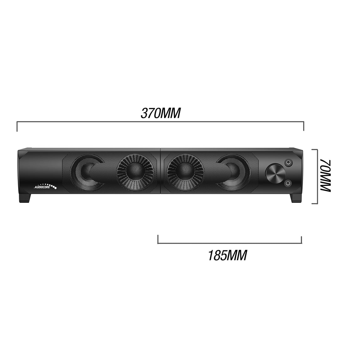 Audiocore AC955 2 i 1 2.0 PC-Högtalare Med Soundbar-Funktion RGB-Bakgrundsbelysning Stereohögtalare 2x3W RMS AUX 3,5 mm USB-Driven