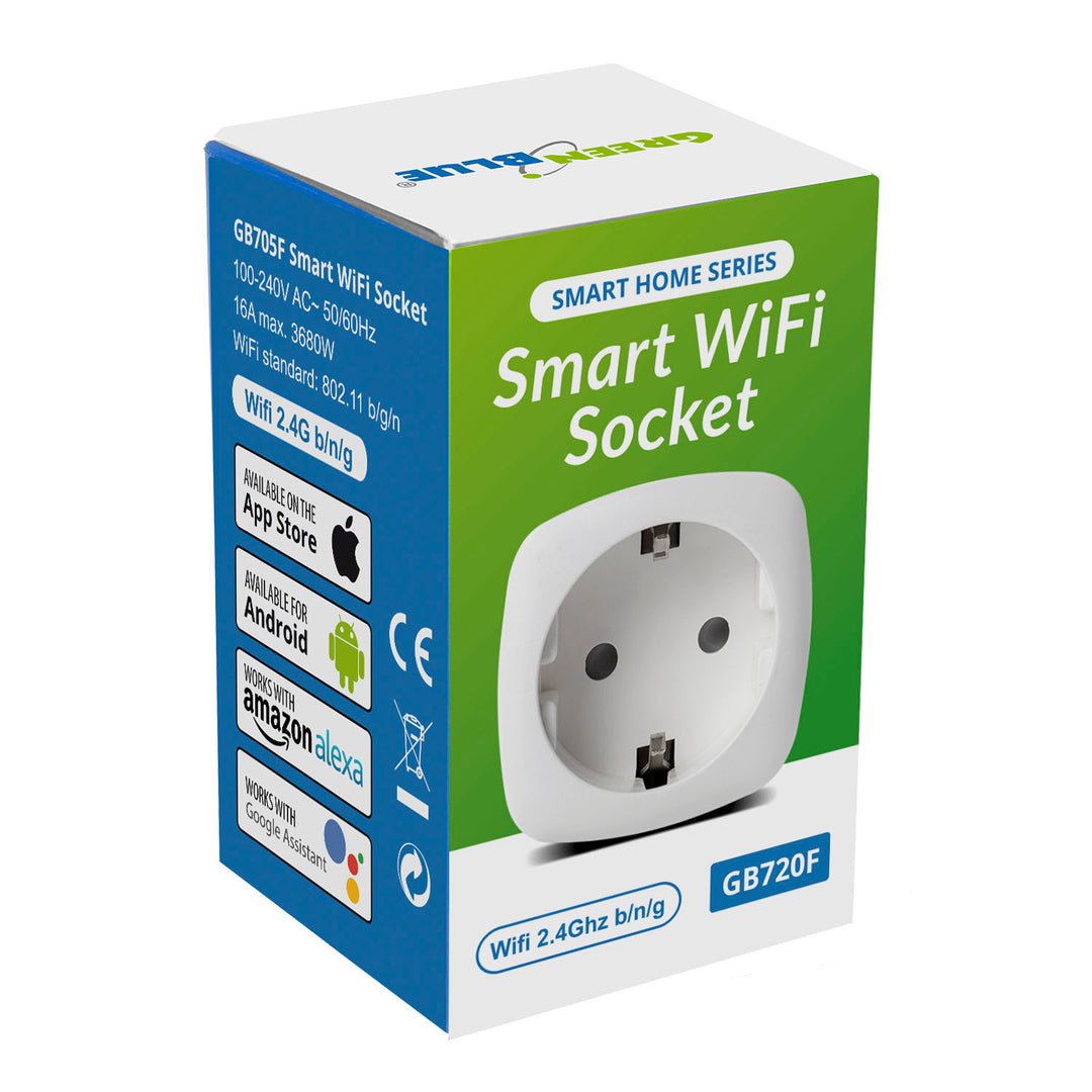 GreenBlue GB720 F Smart WiFi Socket Kompatibel Med Google Home Google Assistant Alexa Siri Smart Home Switchable Socket Wifi 2.4Ghz