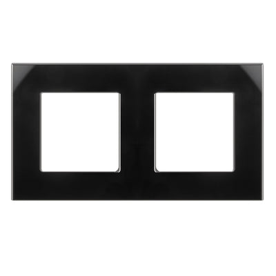 Maclean MCE729W 2-Faldig Glasram Panel 157x86mm För Teckdose Modulärt Vägguttag Infällt Uttag Vägguttag Inbyggt Uttag Infälld Installation (Dubbel Glasram För Uttag, Svart)