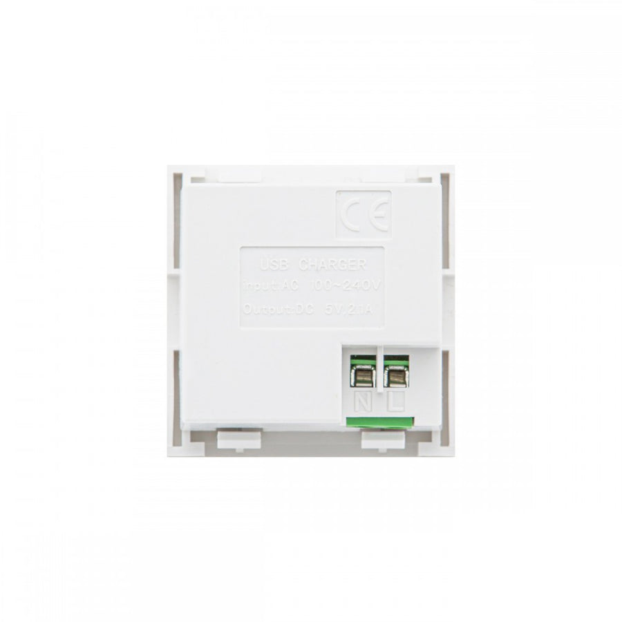 Maclean MCE728W USB-Uttag Laddare 2x USB-Anslutning Upp till 2,1A Fast Charge Modulärt Vägguttag Infällt Uttag Vägguttag Infälld Installation (USB-Uttag 2.1A, Vit)