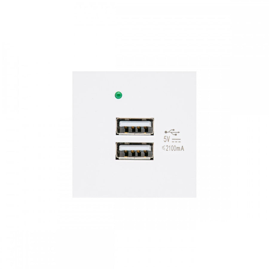 Maclean MCE728W USB-Uttag Laddare 2x USB-Anslutning Upp till 2,1A Fast Charge Modulärt Vägguttag Infällt Uttag Vägguttag Infälld Installation (USB-Uttag 2.1A, Vit)