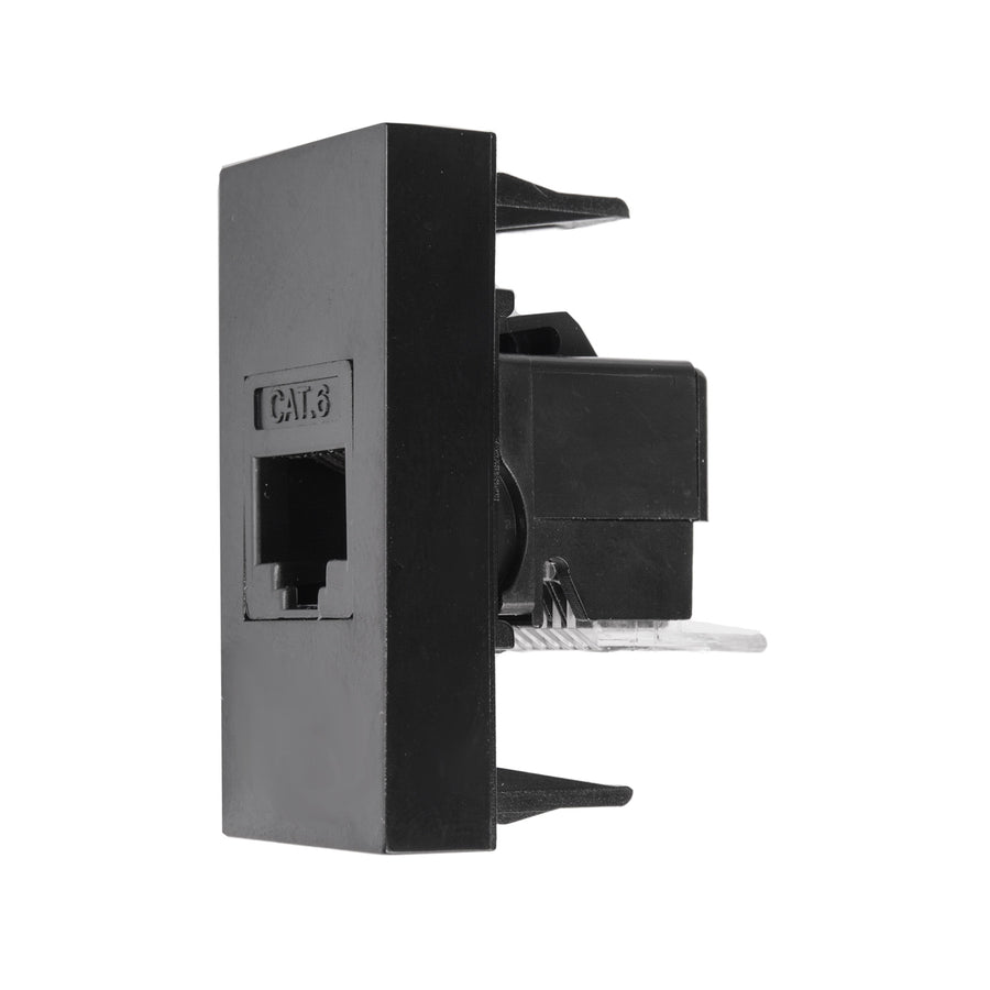 Maclean MCE725W LAN-Uttag CAT.6 Universellt Nätverksuttag Modulärt Vägguttag Infällt Uttag Vägguttag Infälld Installation (LAN Uttag, Svart)