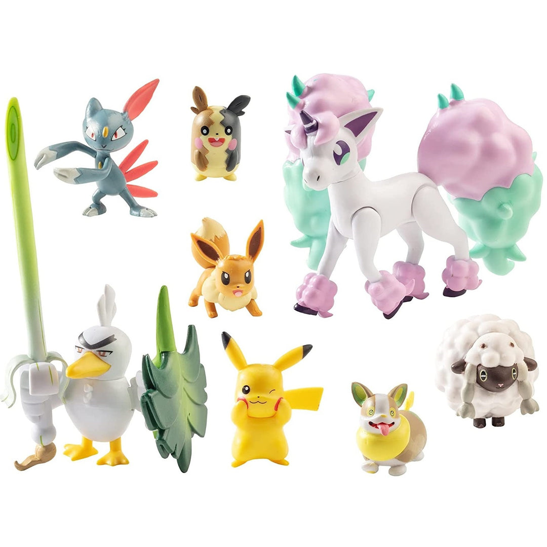 Pokémon Battle Ready W7 8 Figure Set - Generation 8 - Innehåller Pikachu, Eevee, Wooloo, Sneasel, Yamper, Ponyta, Sirfetch'd & Morpeko - Från 4 år och uppåt.